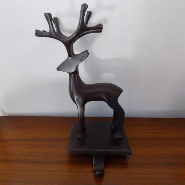 Oil Rubbed Bronze Rustic Reindeer Christmas Stocking Hanger/Holder  10” Height