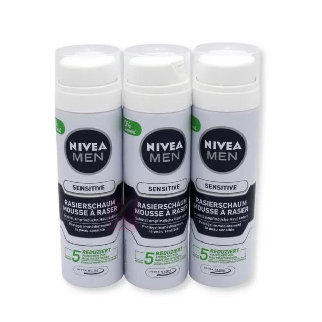 3x Rasierschaum Nivea Men Sensitive je 200ml Rasierschaum Milde Rasur Männer