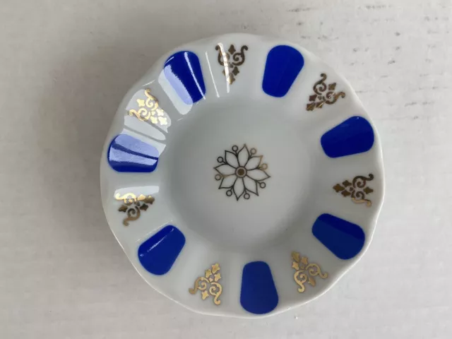 Porland Turkey TSE 10850 Genuine Hard Porcelain Bowl Blue Gold White