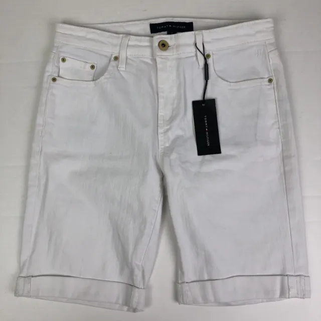 Tommy Hilfiger Women's 2 Shorts White Denim Cuffed New with Tags Cotton Spandex