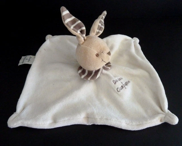37. DOUDOU ET COMPAGNIE PLAT LAPIN BLANC col rayé marron -  juste BE 2