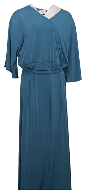 Haute Hippie Tribe Women's Dress Sz XL Knit Maxi w/ Fringe Belt Blue A394298
