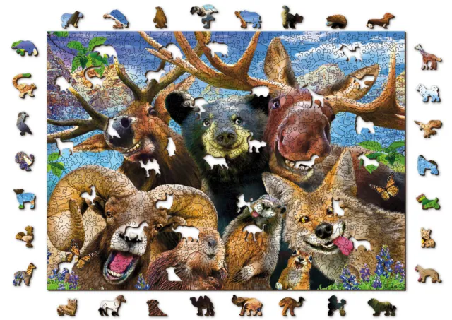 1000 +10 PieceWooden Jigsaw Puzzles Into The Woods - Wolf Bear Reindeer Jigsaw