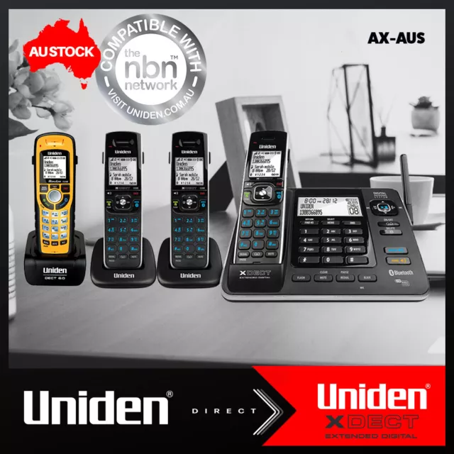 Uniden – Xdect8355+3Wp Four Handset Cordless Phone + Answering Machine, Bt & Usb
