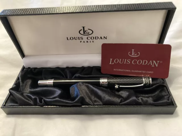 Vintage Louis Codan Paris Ball Point Pen, Black & Chrome With Presentation Box