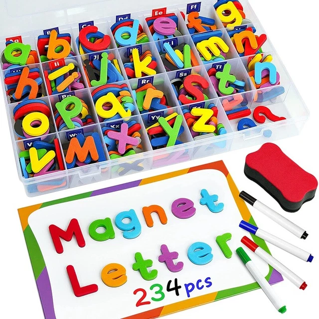 244 Pcs Magnetic Letters Numbers Set, Uppercase Lowercase Foam Alphabet ABC2678