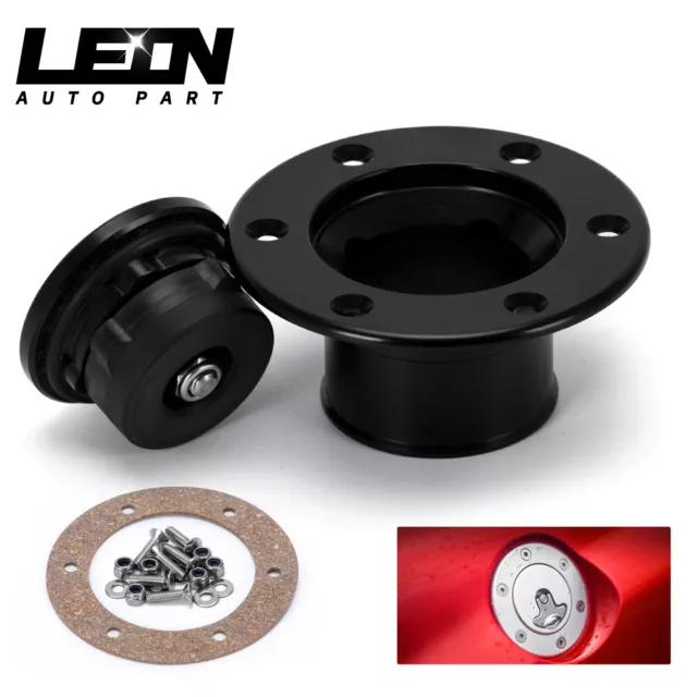 Black Fuel Cell Surge Tank Cap Flush Mount 6 bolt Open ID 35.5mm Aluminum Billet