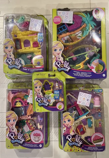 NEW - Lot Of 5 Polly Pocket Toys - 2018, 2019 Mattel