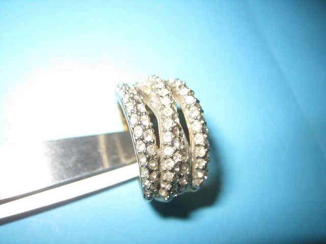 Bague Vintage En Métal Avec Pierres Taillées Et Brillantes - Taille 57 Mm (périmètre) - Référence N°70 - Occasion (état à Voir Sur Photos)