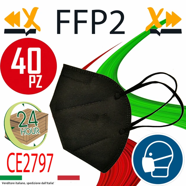 Fpp3 Mascherina Eurocali 50 Mascherine FFP2 NERE Certificate CE Made In Italy BFE U226599% Mascherina Ffp2 Vera Marcatura EFFETTO PULITO Mascherine Ffp3 - Foto 5