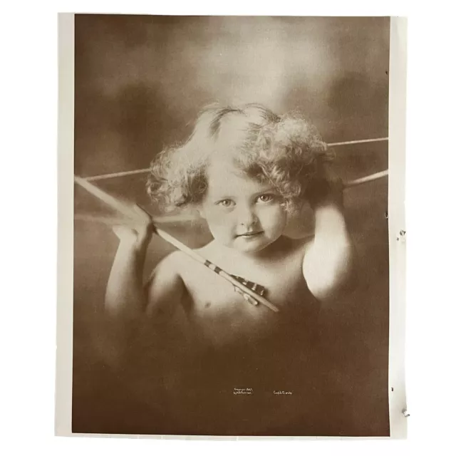 True Vintage Cupid Awake Sepia Print Copyright 1897 MB Parkinson 12” X 10”