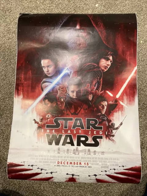 Large Star Wars The Last Jedi 18”x25” STICKER Poster (Never Used)