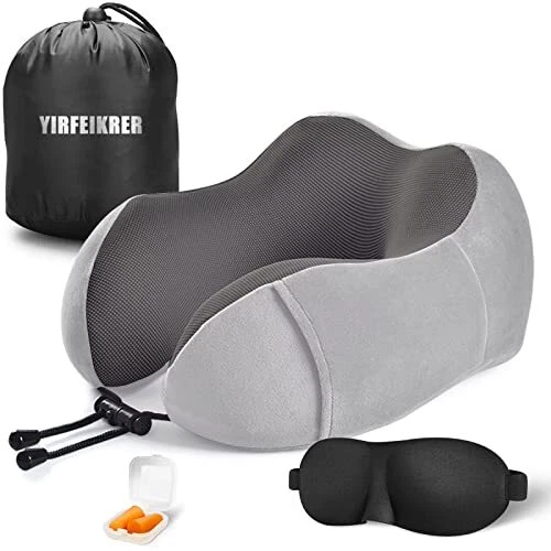 YIRFEIKRER Travel Pillow, Best Memory Foam Neck Pillow and Head Support Soft...