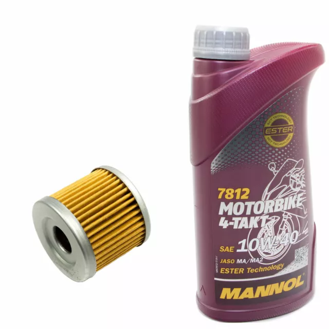 Motoröl Ölfilter MF131 Set Ester 10W-40 1 Liter für Hyosung GA GV Suzuki DR GN