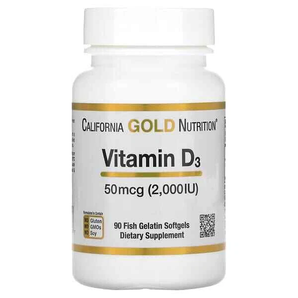 CALIFORNIA GOLD NUTRITION, Vitamin D3, 50 mcg (2,000 IU),90 Fish
