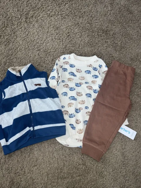 NEW NWT Carters Boys 24  months 3 piece vest set with bears