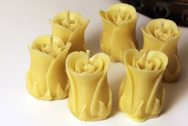 Handmade 100% Pure Beeswax Rose Shape Candles 100% Cotton Wick US made