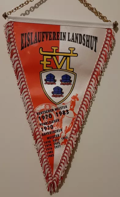 Eislaufverein Landshut EVL Eishockey Wimpel Bayern Pennant rar selten Meister