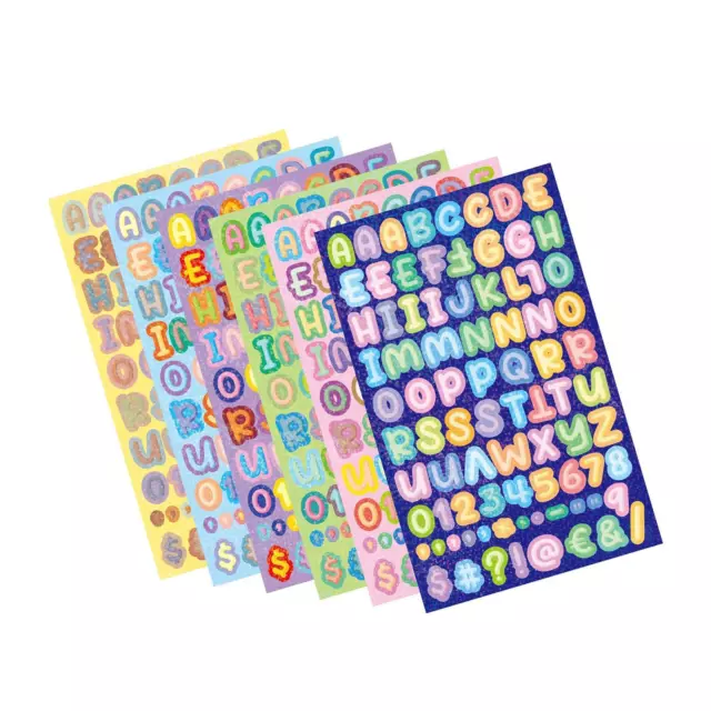 6x Letter Number Stickers Cartoon Stickers Alphabet Paster for Arts Craft, Phone
