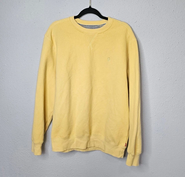 IZOD Sueded Fleece Sweatshirt Sweater MENS Size 2XL Yellow Long Sleeve Crewneck