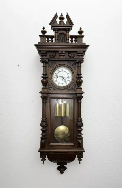 Large Antique 3 Weight Grande Sonnerie Vienna Regulator Wall Clock Circa 1880s Large Antique 3 Weight Grande Sonnerie Vienna Regulator Wall Clock Circa 1880s