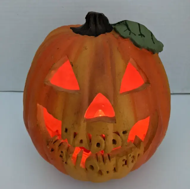 Vintage Halloween Lighted Foam Pumpkin Jack O Lantern