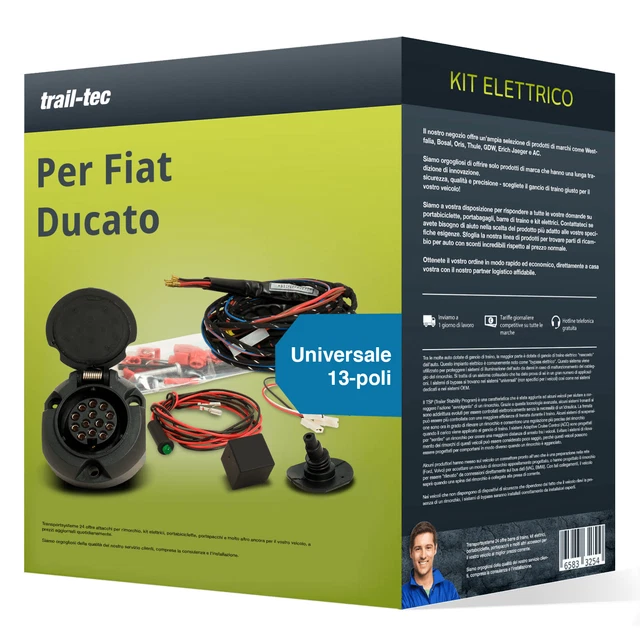 Kit elettrico universale 13 poli adatto per FIAT Ducato 84- trail-tec Nuovo
