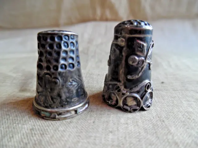 Lot Of 2 Antique Sterling Silver Thimbles