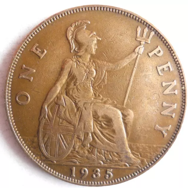 1935 GREAT BRITAIN PENNY - Excellent Coin - FREE SHIP - Bin #704