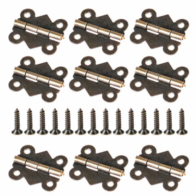 20x Antique Butterfly Hinge Iron Cabinet Box Hardware with Screws DIY Supplies