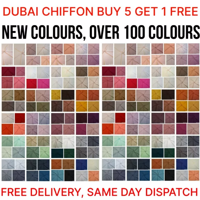 DUBAI Chiffon Scarf Hijab High Quality Elegant Sarong Shawl Wrap Plain Maxi Soft