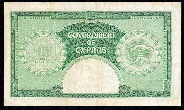 Cyprus 500 Mils  1956  P-34  Prefix  A\7  VF 2