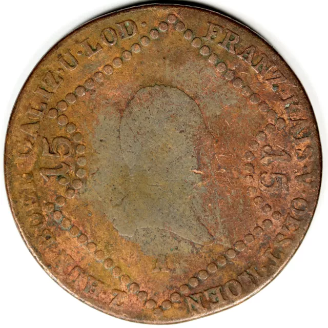 1807A Franz II Austria 15 Kreuzer Copper