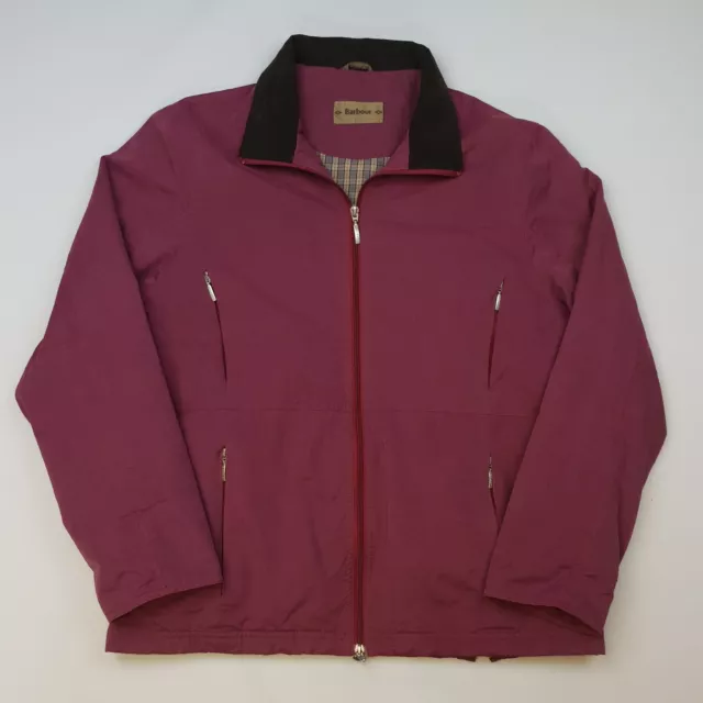 Barbour Jacket UK 16 Microfibre Genuine PRISTINE Fitted Slim Dark Pink Womens