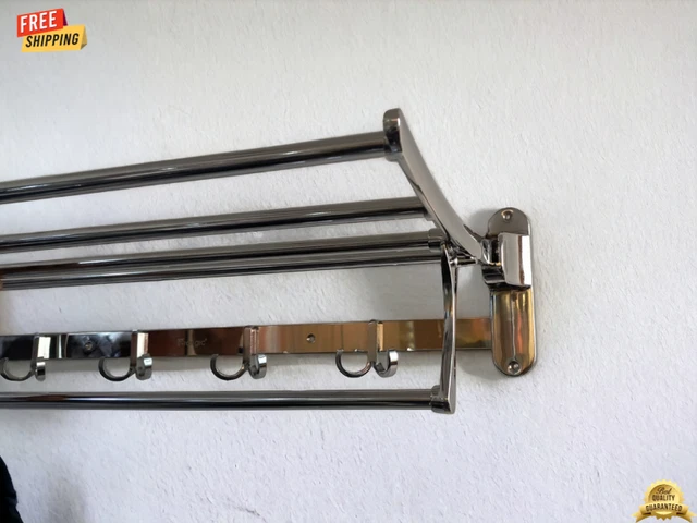 "Classic Stainless Steel Folding Towel Rack (24 Inch) - Bathroom Elegance"