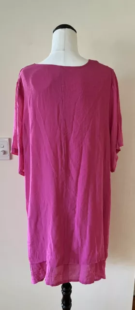 NWT La Mode Plus Pink Long Tunic Layer Top With Pocket Plus Size 16 3