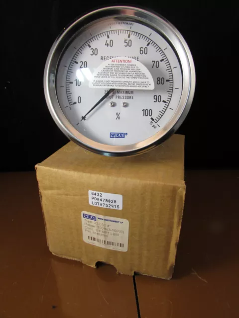 WIKA 232.53 4" 1/4" NPT LBM Gauge 0-15 psi - 52403700