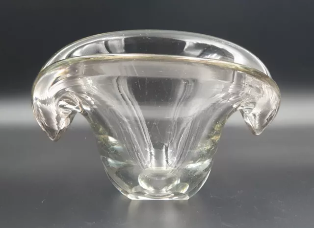 MidC Seguso Dalla Venezia Murano Clear Glass Clam Bowl/Vase 17cm w x 11cm h