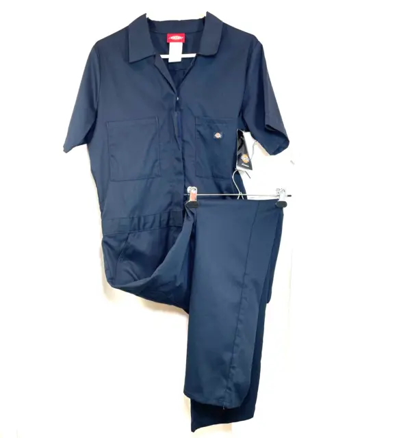Dickies Women's Short Sleeve Flex Coverall Sz M Dark Blue