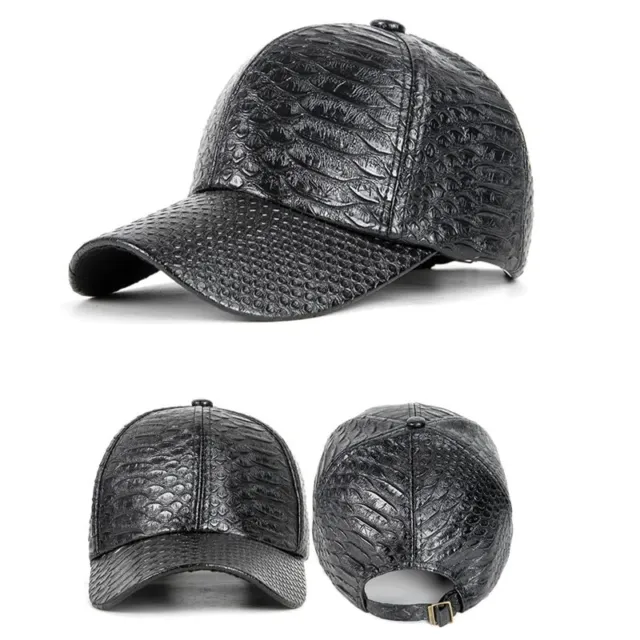 Adjustable Outdoor Casual Men Crocodile Style Leather Baseball Cap Snapback Hats