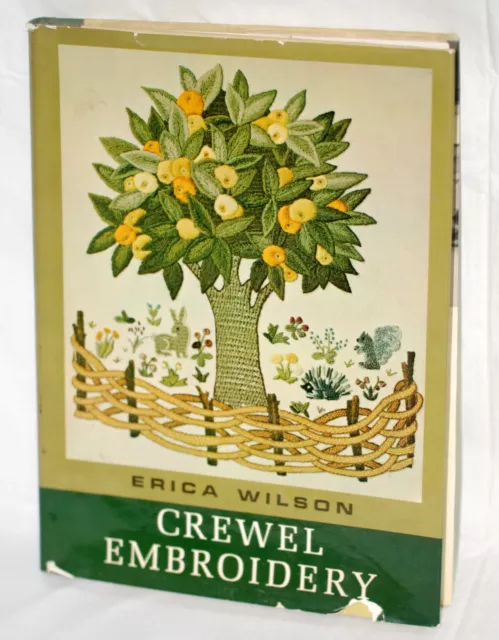 Libro de Bordado De Colección Erica Wilson Crewel Diseño de Agujas Instrucción con DJ
