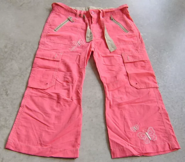 Vintage Pumpkin Patch Girls Pink Cropped Cargo Pants Sz 9