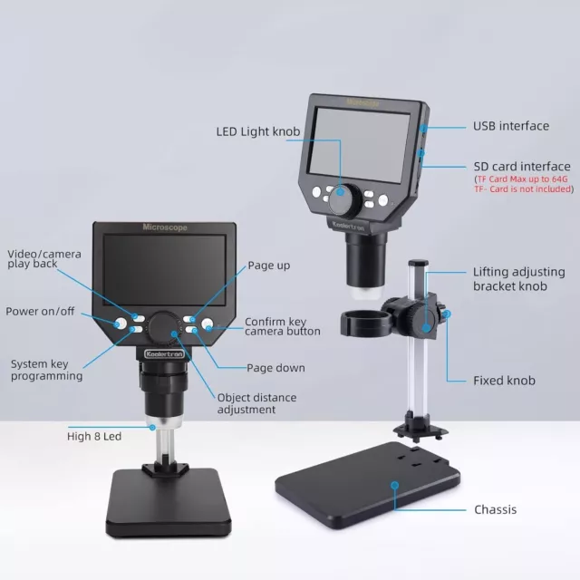 Koolertron 4.3 inch LCD Digital USB Microscope,8MP 1-1000X Magnification Handhel 2