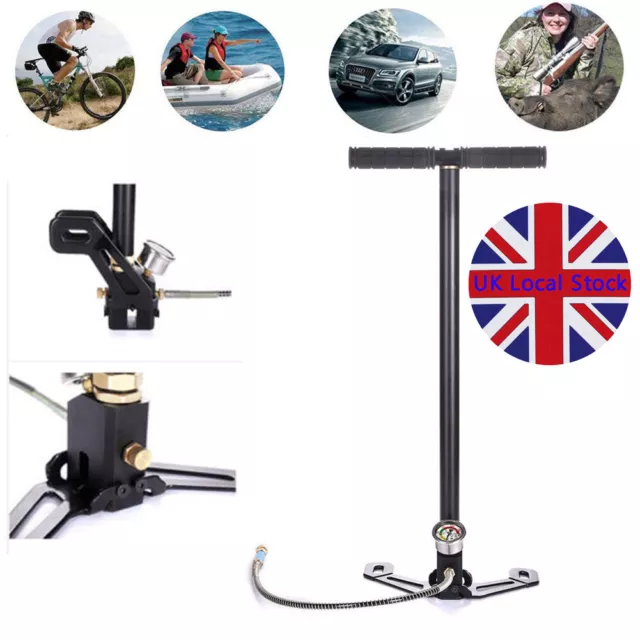 Air Gun Rifle Filling Stirrup Pump 3 Stage PCP 4500PSI Charging Hose Gas Filter