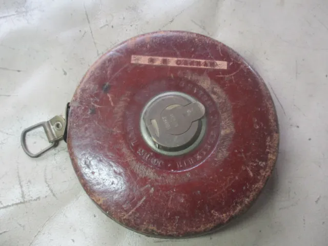 Vintage 100ft Rabone & Sons Tape Measure No 401 Leather & brass - working order
