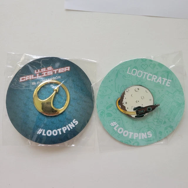 Lapel pin Loot Crate U.S.S. Callister Black Mirror Space Spaceship Moon set of 2