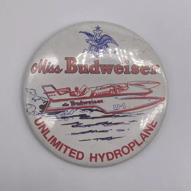 Vintage 1979 Miss Budweiser U-1 Unlimited Hydroplane Boat Pin Button