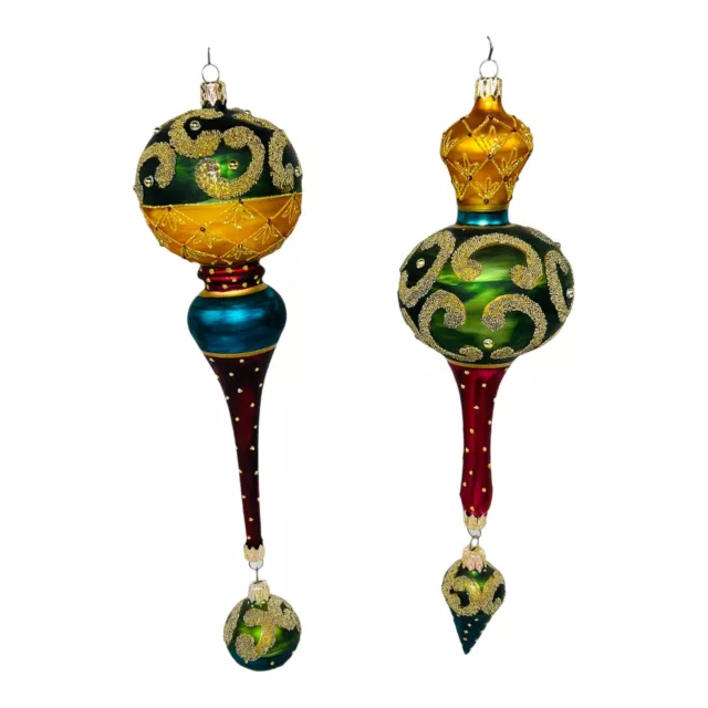 Pair Of Fancy Asymmetrical Beaded Beautiful Vintage Ornaments Hard To find