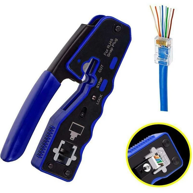 Strumenti Rete Professionali Pinza Crimpatrice RJ45 Pass Through - Kit Completo Con 50 Connettori Cat6 E Tester Kit Cablaggio Rete - Foto 4
