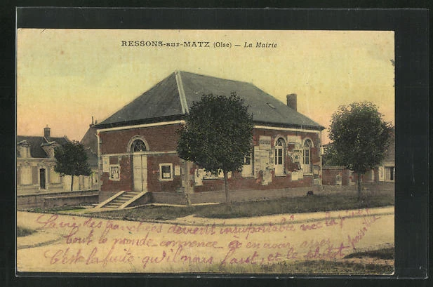 CPA Ressons-sur Matz, La Mairie, Strassenecke